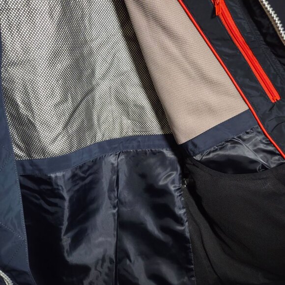 New Cole Haan Mens Hooded Rain Jacket T40143 Medium Navy Polyester - Picture 5 of 9